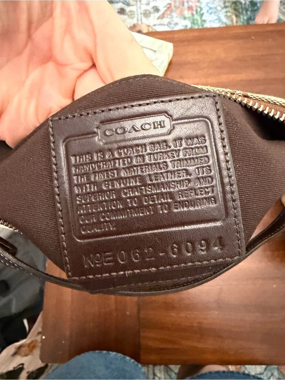 Coach Tan & Brown Signature Canvas Mini Wristlet
